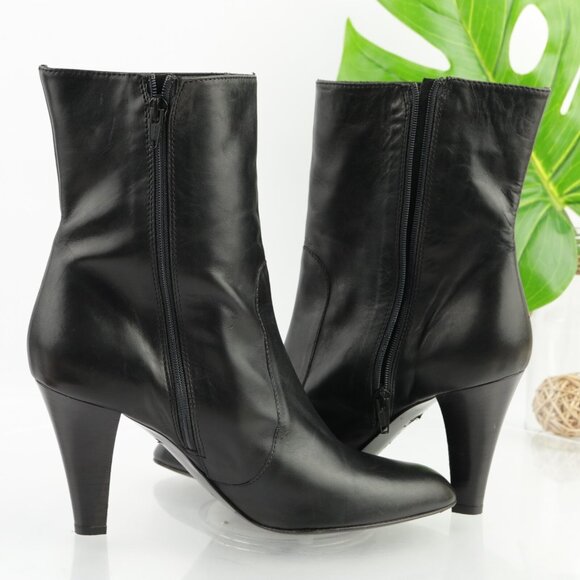 Coach Womens Melinda Boots Size 9.5 Black Leather High Heel Bootie Elegant Italy - Picture 7 of 12